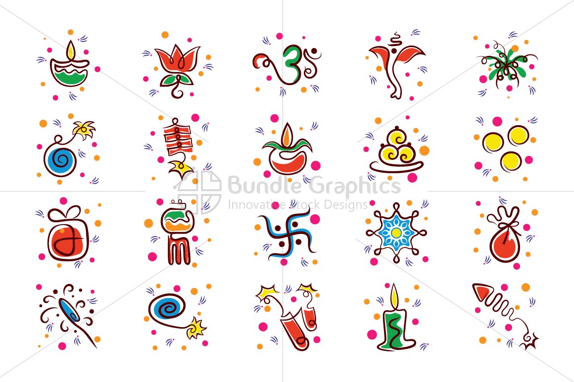 Royalty Free Vector Graphics Elements Pack for Diwali Celebration Designs