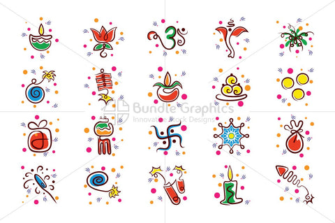 Royalty Free Vector Graphics Elements Pack for Diwali Celebration Designs