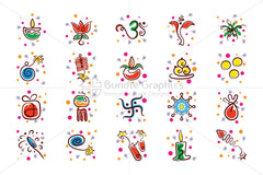 Royalty Free Vector Graphics Elements Pack for Diwali Celebration Designs