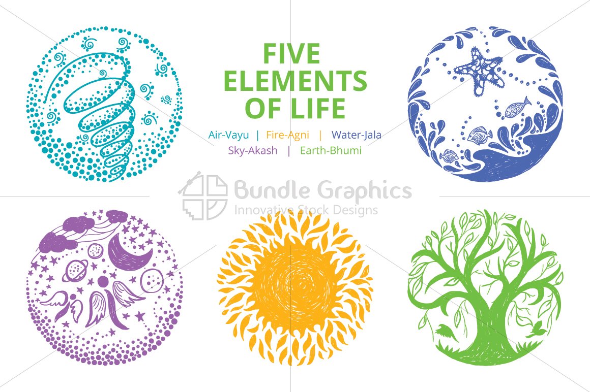 Five Elements of Life - Illustrative Icons