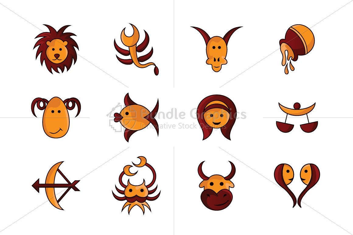 Comic Style Zodiac Signs - Iconic Set