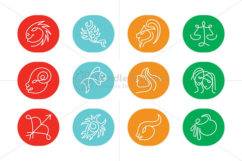 Countinuous Line Style zodiac Graphics Vector Set
