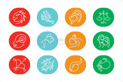 Countinuous Line Style zodiac Graphics Vector Set