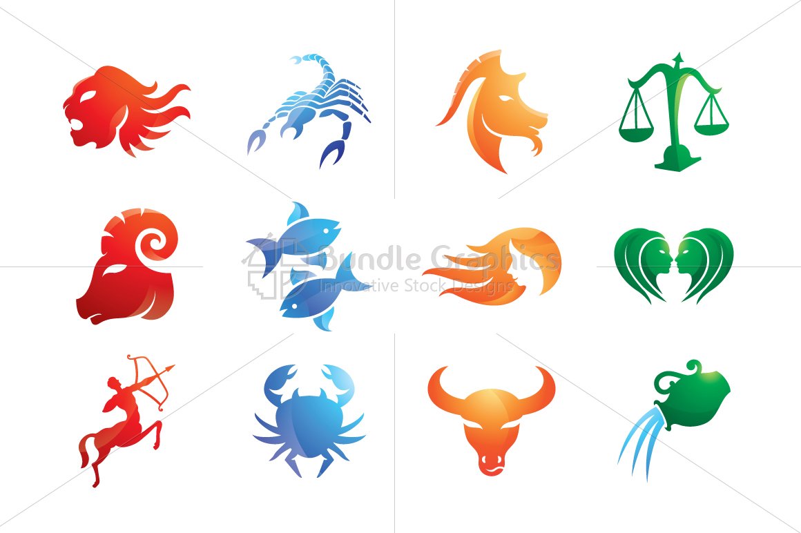 Silhoutte Style Zodiac Vector Set