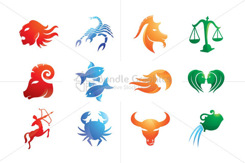 Silhoutte Style Zodiac Vector Set