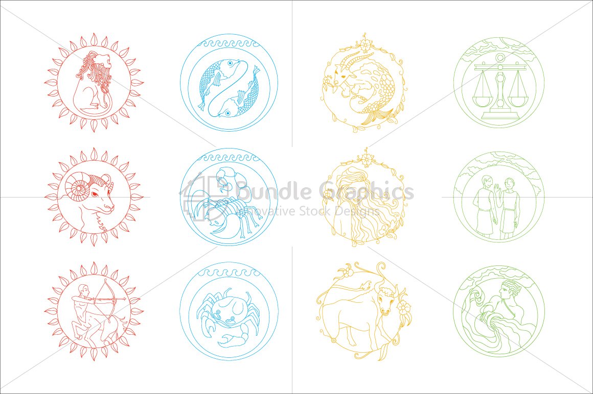 Zodiac illustrations Vector graphics Set
