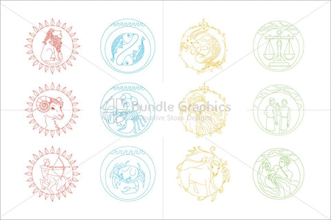 Zodiac illustrations Vector graphics Set