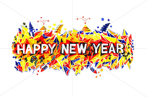 Royalty Free Happy New Year Colorful Handmade Water Color Graphical image
