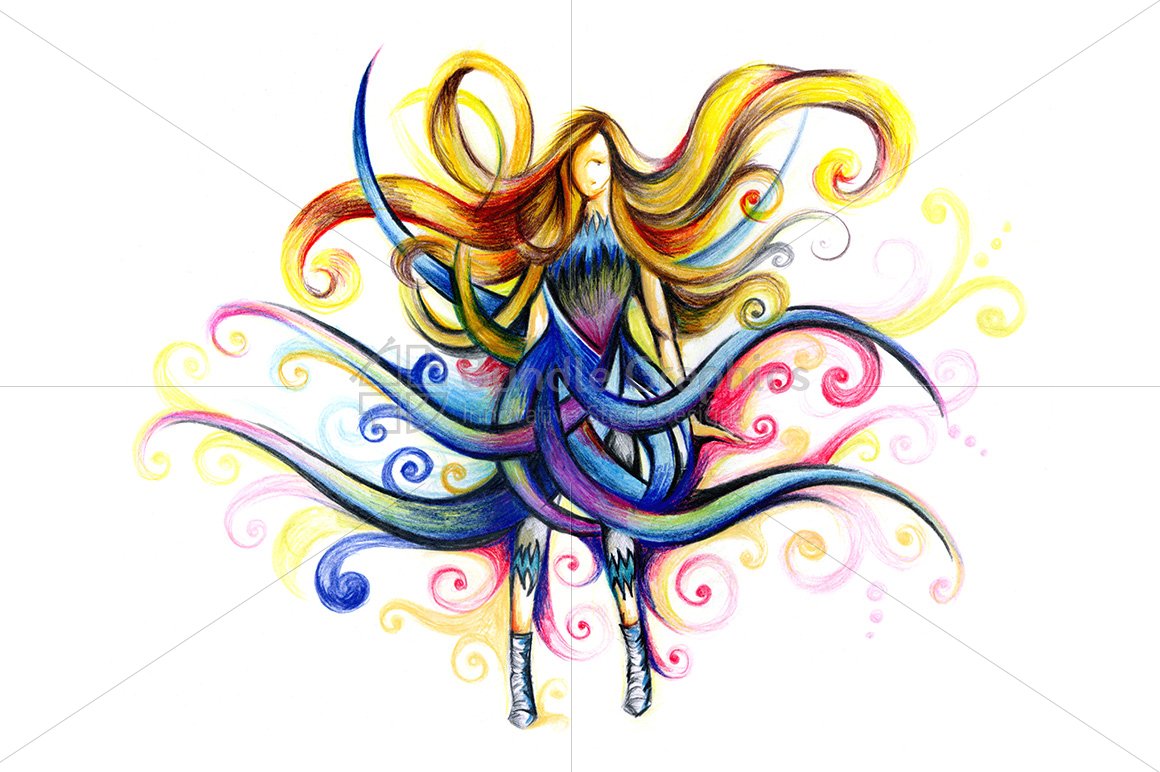 Pencil Color Drawing Illustration