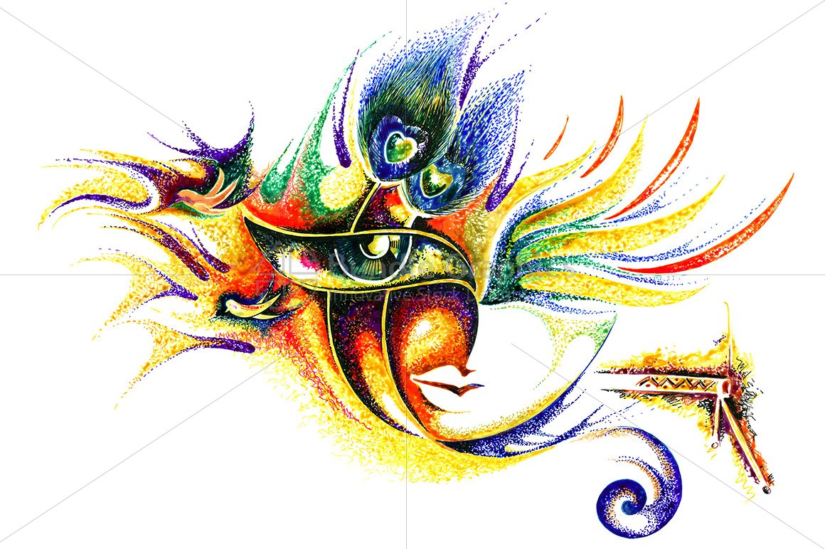 Muralidhar Krishna Lord -Handmade Ink Drawing 