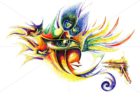 Muralidhar Krishna Lord -Handmade Ink Drawing