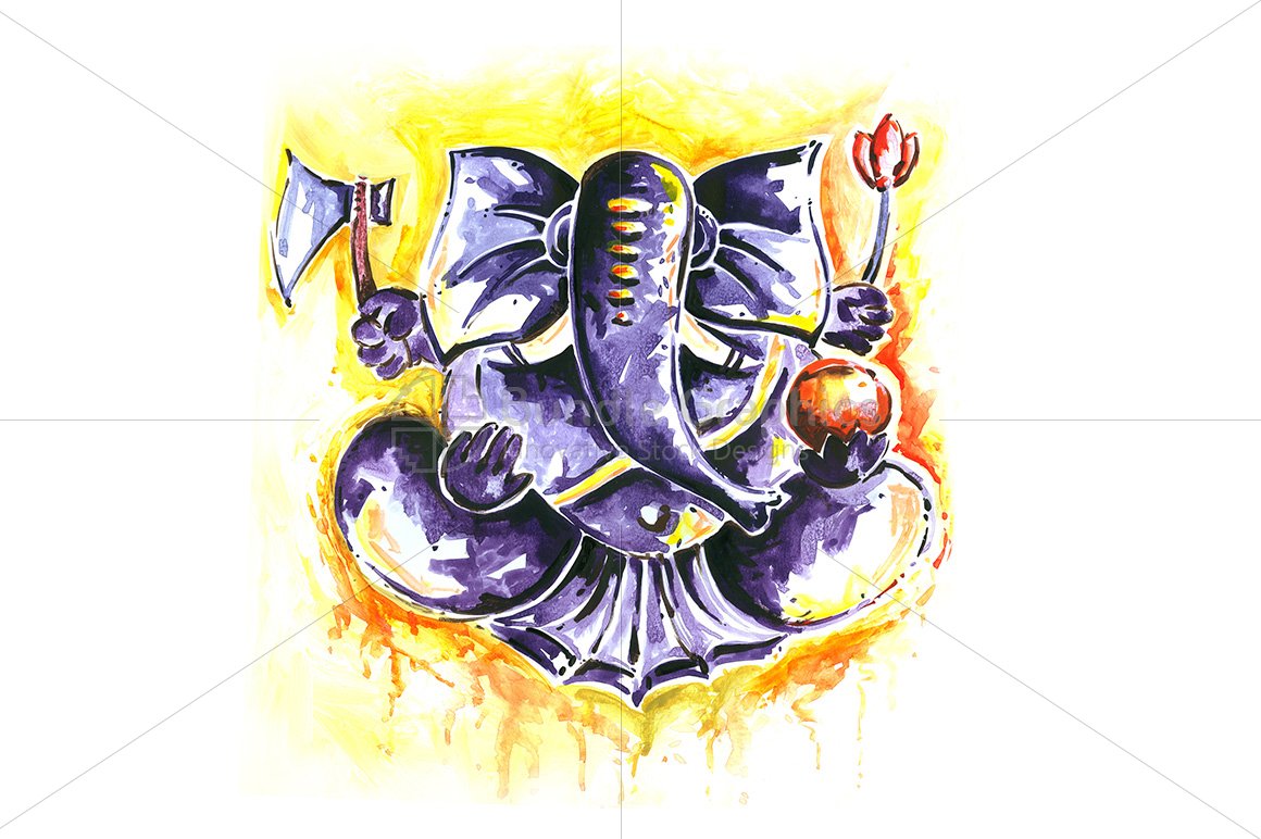 Hindu Lord Ganesha - Abstract Painting