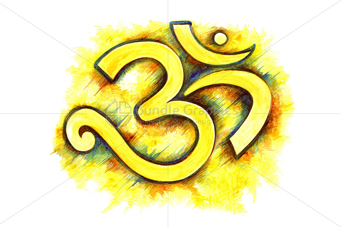  Om - Ink Drawing of Religious Symbol