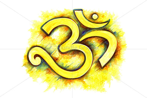 Om - Ink Drawing of Religious Symbol