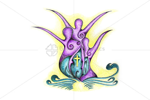 Holy Spirits -Handmade Christianity Drawing Composition