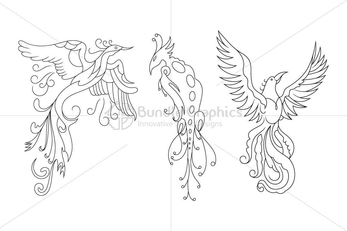 Phoenix - The bird of fire Vector Drawings 