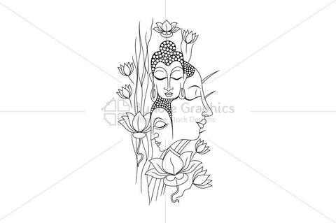 Buddha Meditation - Linear Artwork