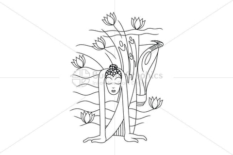 Buddha Meditation - Linear Artwork