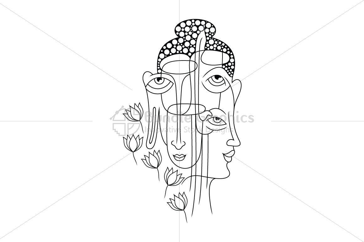 Buddha Faces - Illustrative  Artwork