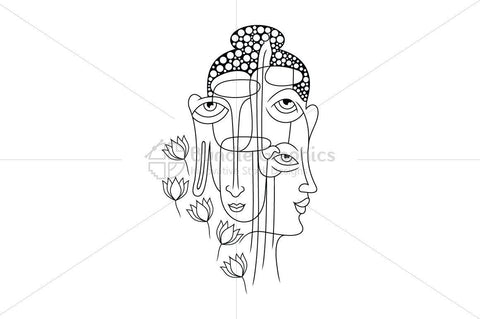 Buddha Faces - Illustrative  Artwork