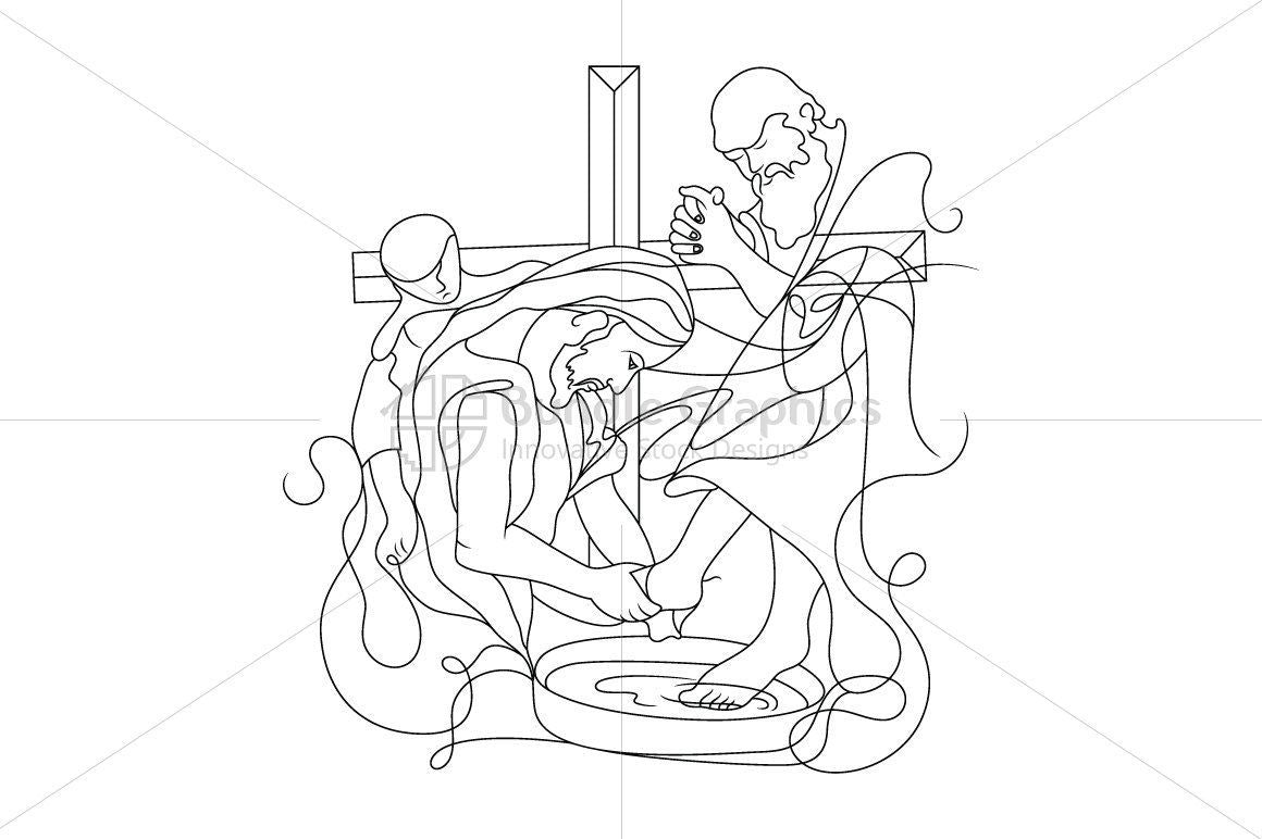 Foot Washing by Jesus Christ - Illustration
