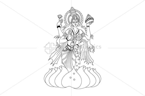 Hindu Goddess Lakshmi - Illustration