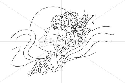Krishna with Flute - Artistic Illustration