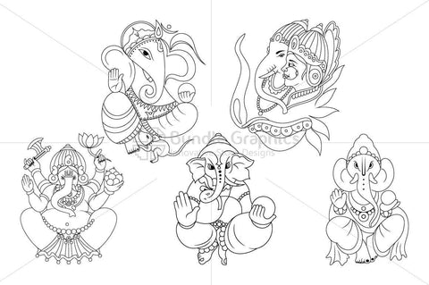 Ganesha - Indian Hindu God Illustrations Set