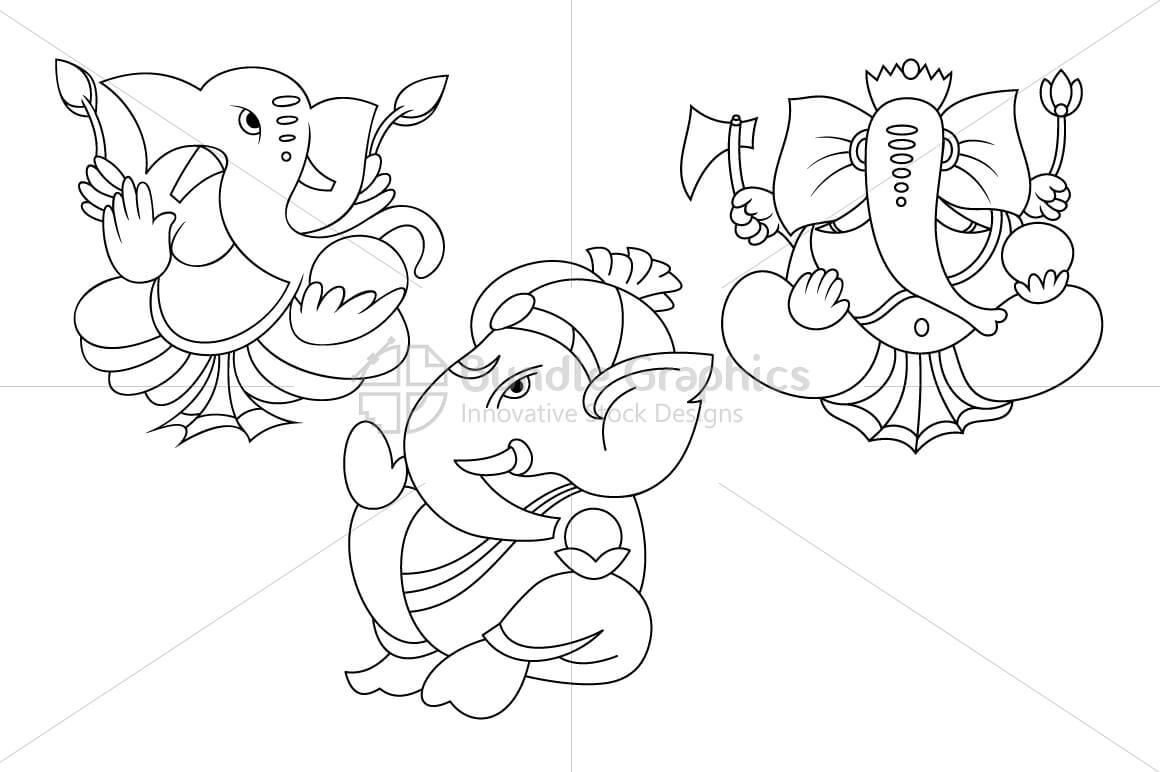 Ganesha - Indian Hindu Lord Illustrations Set