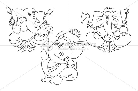 Ganesha - Indian Hindu Lord Illustrations Set