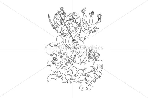 Durga Kali - Indian Hindu Goddess and Mahishasura
