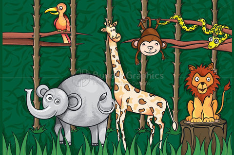 Royalty Free Comic Jungle Scene Vector Illustration