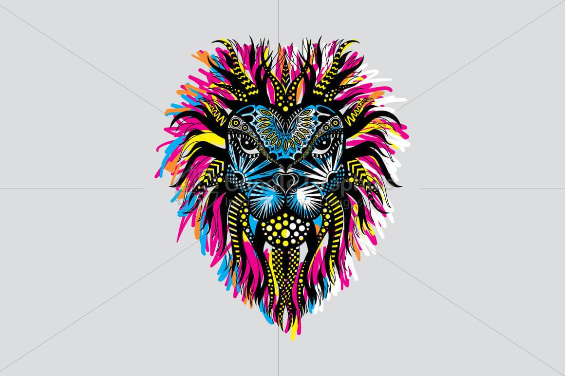 Lion Head Trible Style Vector Illustration
