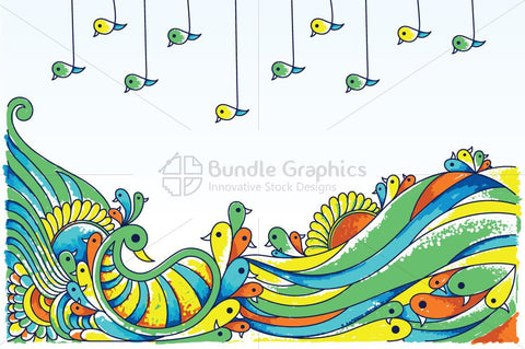 Royalty Free Ornamental Peacock Birds Vector Illustration