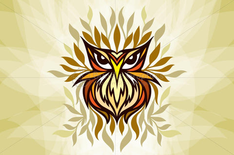 Staring Owl - Creative Tribal Style Mirror Graphic of Bird