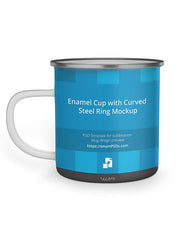 Enamel Cup with Curved Steel Ring Mockup- 2 Views