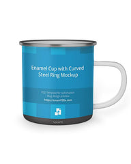 Enamel Cup with Curved Steel Ring Mockup- 2 Views