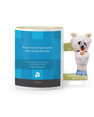 Baby Animal Lamb Handle Coffee Mug Design Mockup