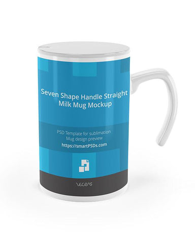 Seven Shape Handle Straight Milk Mug Mockup