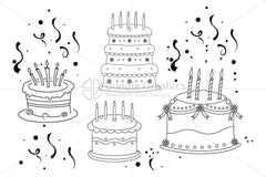 Royalty Free Birthday Celebration Cakes Illustrative Vector Graphics
