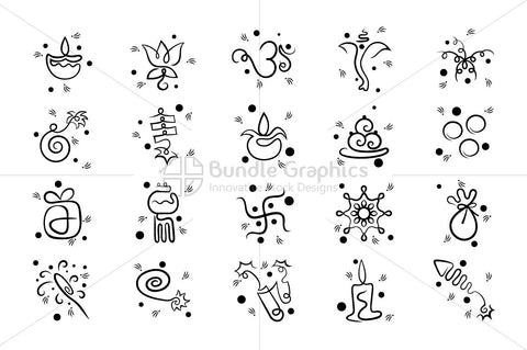 Royalty Free Vector Graphics Elements Pack for Diwali Celebration Designs
