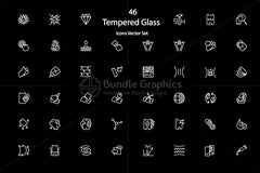 Mobile Tempered Glass Features Icons Set