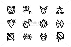 Bold Geometric Zodiac Signs - Vector Icon Set