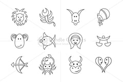 Comic Style Zodiac Signs - Iconic Set