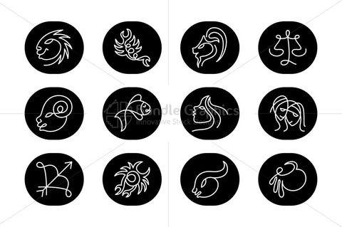 Countinuous Line Style zodiac Graphics Vector Set