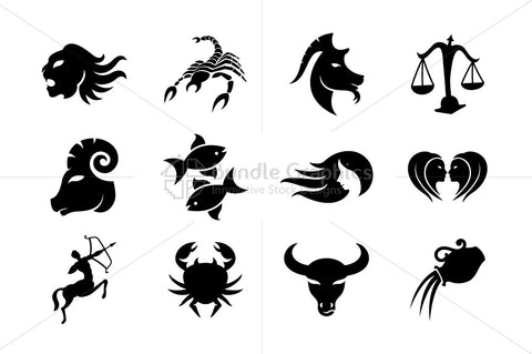 Silhoutte Style Zodiac Vector Set