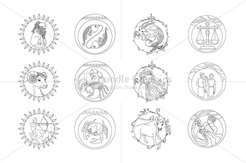 Zodiac illustrations Vector graphics Set