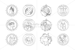 Zodiac illustrations Vector graphics Set