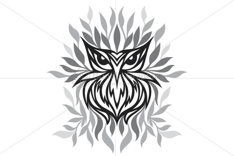 Staring Owl - Creative Tribal Style Mirror Graphic of Bird