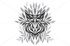 Staring Owl - Creative Tribal Style Mirror Graphic of Bird 